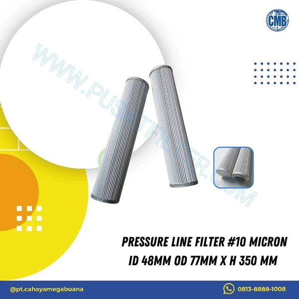 pressure line filter #10 micron id 48mm od 77mm x h 350 mm 